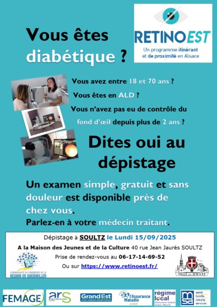 Journée dépistage de la rétinopathie diabétique le 15/09 à Soultz